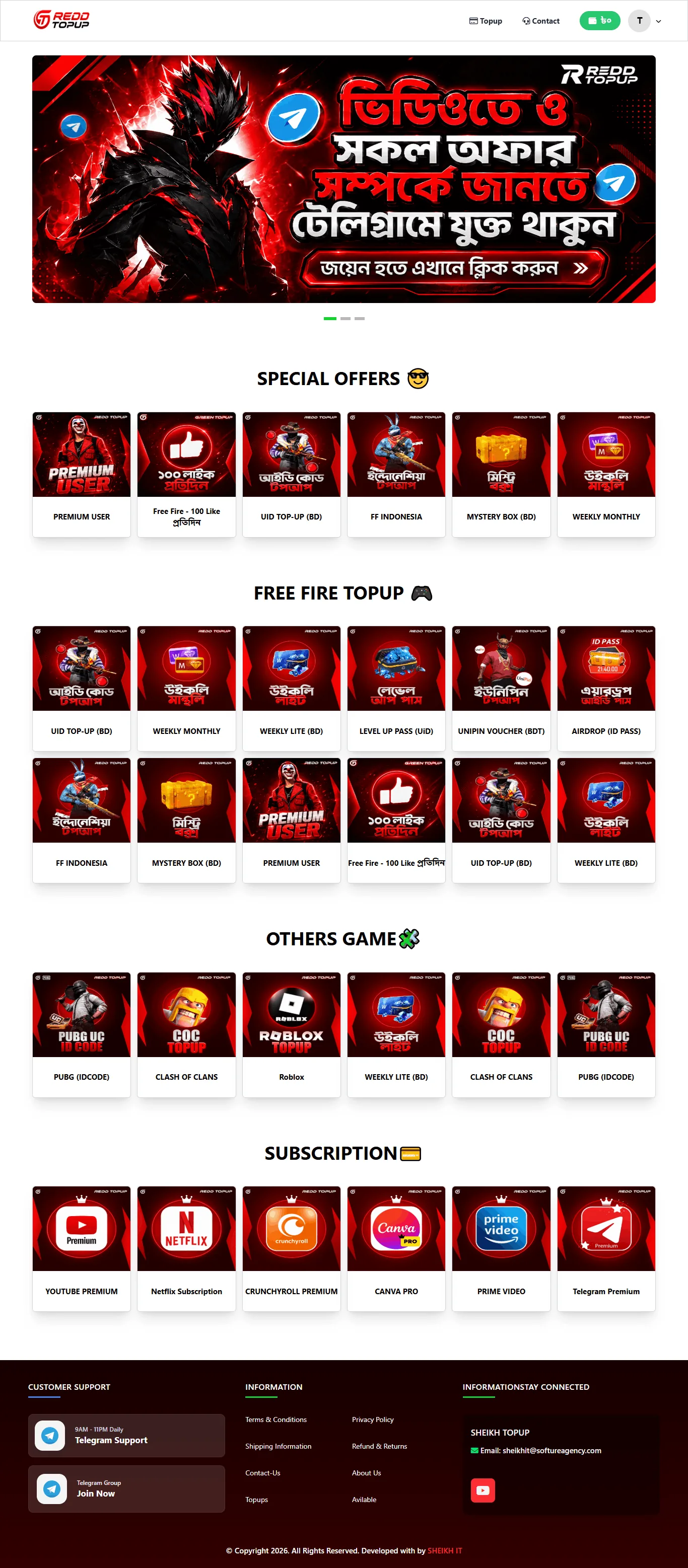 REDD TOPUP – Online Game Topup & Subscription Platform