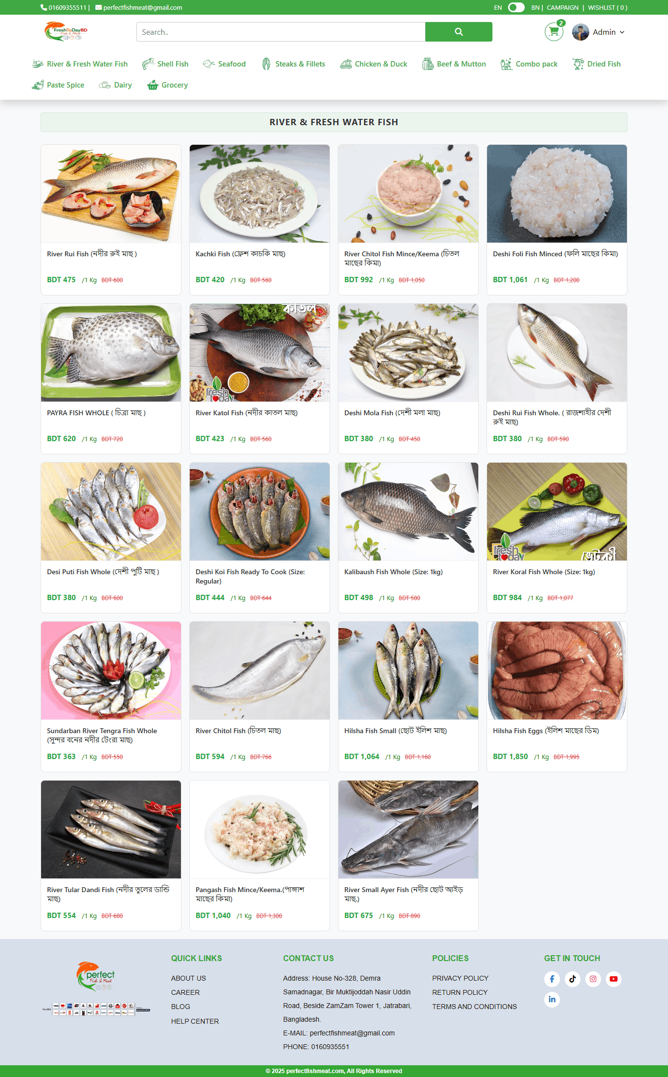 FreshToDayBD Fish & Meat E-commerce Website