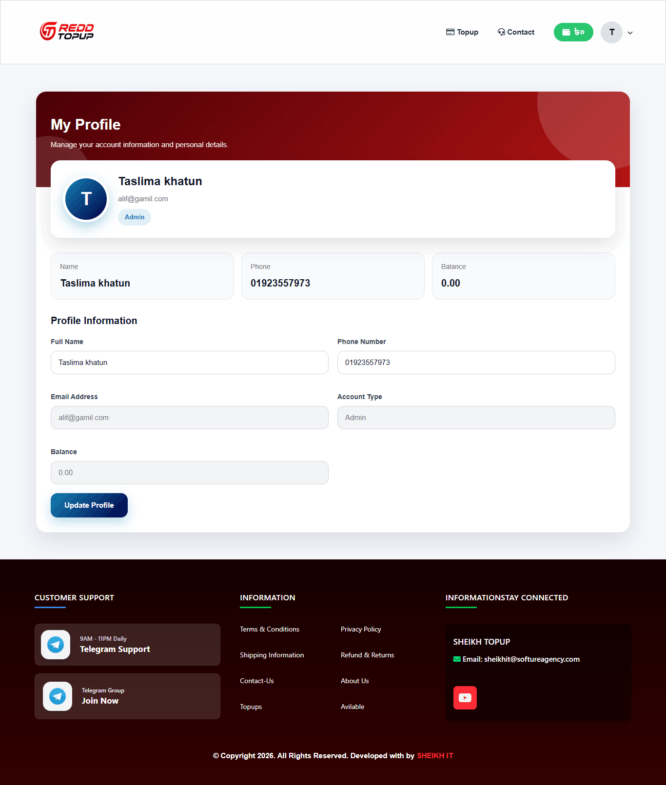 REDD TOPUP – Online Game Topup & Subscription Platform